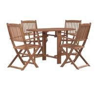 vidaXL Acacia Conjunto Muebles Jardín Plegable Madera Marrón Set Mesa 4 Sillas