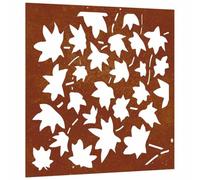vidaXL Adorno de pared jardín acero corten diseño hoja arce 55x55 cm
