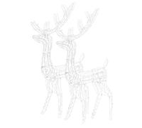 vidaXL Adorno de Renos de Navidad 2 uds, Luces Navideñas, Decoraciones de Navidad, Iluminaciones para Hogar Exterior, Acrílico Blanco Frío 120 cm
