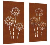vidaXL Adorno pared jardín 2 uds acero corten diseño flores 105x55 cm