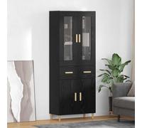 vidaXL Alacena con cajón 2 pcs Negro Madera contrachapada, Mueble lateral moderno, armario rectangular, , de exhibición, organize su sala