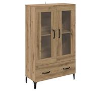 vidaXL Alacena con cajón Roble Artesanal 70 x 31 x 115 cm, Salón, Armario rectángulo Moderno, Mueble con Puertas de Cristal, Organizador Amplio con cajones