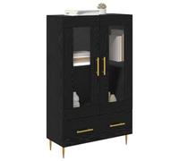 vidaXL Alacena con cajón Roble Negro 69,5 x 31 x 115 cm, Aparador Moderno, Armario Rectangular, con Puertas de Vidrio, ¡Organiza tu Sala fácil y con Estilo