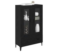vidaXL Alacena con cajón Roble Negro 70 x 31 x 115 cm, Salón, Armario rectángulo Moderno, Mueble con Puertas de Cristal, Organizador Amplio con cajones