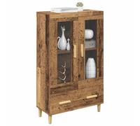 vidaXL Alacena Madera Vieja 70 x 31 x 115 cm Madera contrachapada, Alto Armario Moderno con Puerta de Cristal, Patas cónicas y Mucho Espacio, Mueble Funcional para la Sala