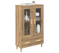 vidaXL Alacena Roble Artesanal 70 x 31 x 115 cm Madera contrachapada, Alto Armario Moderno con Puerta de Cristal, Patas cónicas y Mucho Espacio, Mueble Funcional para la Sala