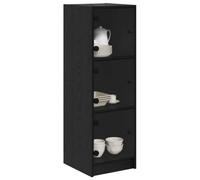 vidaXL Alacena Roble Negro 35 x 37 x 109 cm Madera contrachapada, Comedor, aparador rústico, Mueble versátil, Almacenamiento en Madera, Armario con Puerta de Vidrio