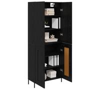 vidaXL Alacena Roble Negro 69,5 x 34 x 180 cm Madera contrachapada, Almacenamiento para Sala, Armario Rectangular Moderno, estantería de Pared con Estilo, ¡Optimiza el Espacio