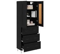 vidaXL Alacena Roble Negro 69,5 x 34 x 180 cm Madera contrachapada, Comedor, Mueble Rectangular Elegante, Almacenamiento Práctico, Organizador Multifuncional