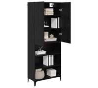 vidaXL Alacena Roble Negro 69,5 x 34 x 180 cm Madera contrachapada, Salón, soluciones Modernas de Almacenamiento, Armario Elegante, Mueble de Pared, Ahorro de Espacio, sin desorden