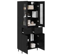 vidaXL Alacena Roble Negro 69,5 x 34 x 180 cm Madera contrachapada, Soluciones de Almacenamiento chulas para la Sala, Mueble Alto Rectangular, armarios de Pared, ahorrador de Espacio