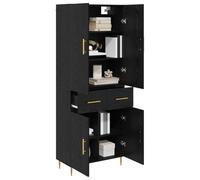 vidaXL Alacena Roble Negro 69,5 x 34 x 180 cm Madera contrachapada, Sala de Estar, estantería Moderna, Unidad de Almacenamiento, estantes Decorativos, diseño Abierto