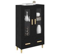 vidaXL Alacena Roble Negro 70 x 31 x 115 cm Madera contrachapada, Alto Armario Moderno con Puerta de Cristal, Patas cónicas y Mucho Espacio, Mueble Funcional para la Sala