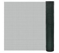 vidaXL Alambrada gallinero galvanizada Recubrimiento PVC Verde 10x1 m, Cerca de Alambre, alambrada metálica, Rollo de Alambre de Malla