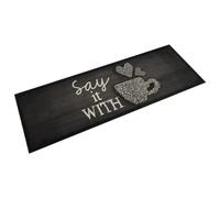 vidaXL Alfombra de cocina Taza Terciopelo lavable Negro 60x180 cm