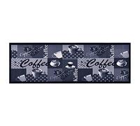 vidaXL Alfombra de Cocina Lavable Coffee Azul Felpudo Pasillo Oficina Salón Sala de Estar Vestíbulo Antideslizante Estera Esterilla de Suelo 60x300 cm