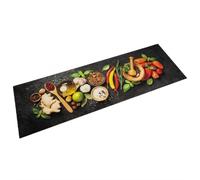 vidaXL Alfombra de Cocina Lavable, Alfombrilla Antideslizante, Felpudo de Puerta, Alfombra de Suelo para Pasillo, Terciopelo Dibujo Especias