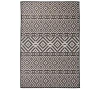 vidaXL Alfombra de Exterior de Tejido Plano Jardín Patio Terraza Balcón Salón Sala de Estar Hogar Decoración Alfombrilla Suelo Rayas Negras 160x230 cm