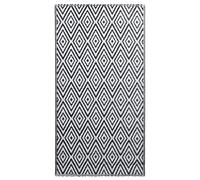 vidaXL Alfombra de Exterior Jardín Patio Terraza Balcón Salón Sala de Estar Hogar Decoración Alfombrilla Suelo Suave PP Blanco y Negro 160x230 cm