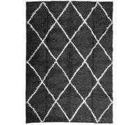 vidaXL Alfombra de Pelo Largo Moderna Negro y Crema 200x280 cm