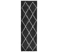 vidaXL Alfombra de Pelo Largo Moderna, Tapete de Calefacción por Suelo Radiante, Alfombrilla Esponjosa, Decoración para Pasillo, Negro y Crema