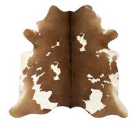 vidaXL Alfombra de Piel de Vaca Auténtica Casa Hogar Jardín Diseño Estilo Decoración Habitación Sala Salón Comedor Salita 150x170 cm Marrón y Blanco