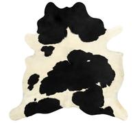 Alfombra de piel de vaca auténtica negro y blanco 180x220 cm