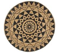 vidaXL Alfombra Redonda de Yute Tejida a Mano Tapete Alfombrilla Felpudo Moqueta Tapiz Esterilla Artesanía Decoración Diámetro 120 cm Negro