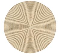 vidaXL Alfombra Tejida a Mano de Yute Trenzado Felpudo Moqueta Hogar Decoración Interior Exterior Hogar Casa Tapete Esterilla 90 cm Espirales Blanco