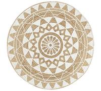 vidaXL Alfombra de Yute Tejida a Mano Estampado Felpudo Moqueta Hogar Decoración para Interior y Exterior del Hogar Casa Tapete Estera 120 cm Blanco