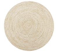 vidaXL Alfombra Hecha a Mano de Yute Decoración Casa Hogar Salón Comedor Moquetas Tapiz Felpudo Estera Habitaciones Cubresuelos 90 cm Blanca y Natural