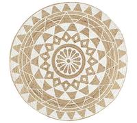 vidaXL Alfombra Hecha a Mano Yute con Estampado de Carpeta Alfombra Piso cojín de Suelo Sala de Estar Dormitorio Interior Sala de Estar casa Blanca 90 cm