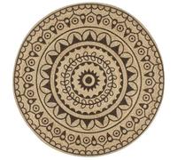 vidaXL Alfombra Hecha a Mano Yute con moqueta Impresa Piso cojín de Suelo Sala de Estar Dormitorio Interior Sala de Estar casa marrón Oscuro 90 cm