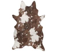 vidaXL Alfombra Lavable Antideslizante, Alfombra con Estampado Vaca, Alfombrilla Antibacteriana, Tapete de Salón Dormitorio, Marrón Blanco 120x170 cm