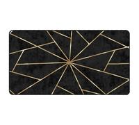vidaXL Alfombra Lavable Antideslizante, Alfombra de Salón Dormitorio, Alfombrilla Antibacteriana, Alfombra Suelo Decorativa, Negro y Dorado 80x150 cm