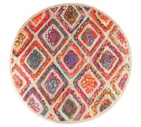 vidaXL Alfombra Lavable Antideslizante, Alfombra de Salón Dormitorio, Alfombrilla Antibacteriana, Alfombra Suelo Decorativa, Multicolor Ø 120 cm