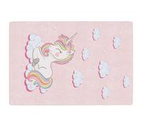 vidaXL Alfombra para Niños Lavable Antideslizante, Alfombra con Estampado Unicornio, Tapete Infantil, Alfombrilla Antibacteriana, Rosa 160x230 cm