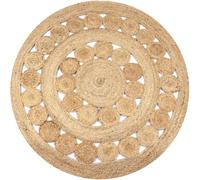 vidaXL Alfombra Redonda 120cm Yute Trenzado con Diseño Decoración Casa y Hogar, Beige