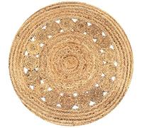 vidaXL Alfombra Redonda 90cm Yute Trenzado con Diseño Decoración Casa y Hogar