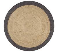 vidaXL Alfombra Redonda de Yute Tejida a Mano Tapete Alfombrilla Felpudo Moqueta Tapiz Esterilla Artesanía Decoración Diámetro 120cm Borde Gris Oscuro