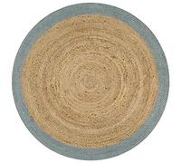 vidaXL Alfombra Redonda de Yute Tejida a Mano Tapete Alfombrilla Felpudo Moqueta Tapiz Esterilla Artesanía Decoración Diámetro 150cm Borde Verde Oliva
