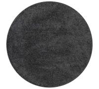vidaXL Alfombra Redonda Gris Oscuro Ø 90 cm Suave de Poliéster Moderna con Base Antideslizante para Decoración de Sala de Estar y Habitación Interior Estilosa