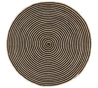 vidaXL Alfombra Hecha a Mano Moqueta Carpeta Suelo Cojín Sala Dormitorio Interior Casa Yute con Diseño Espiral Negro 90 cm