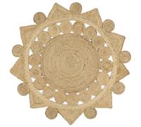 vidaXL Alfombra Tejida a Mano de Yute Trenzado Felpudo Moqueta Hogar Decoración para Interior y Exterior del Hogar Casa Tapete Esterilla 120 cm