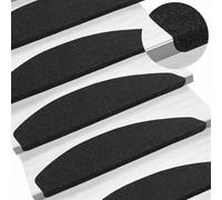 vidaXL Alfombras Autoadhesivas para escaleras 15 pcs Gris Antracita, Escalones Elegantes y Modernos, Alfombrillas Antideslizantes para Decorar, protección y Comodidad, instalación rápida