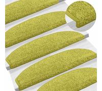 vidaXL Alfombras Autoadhesivas para escaleras 15 pcs Verde, Alfombrillas semicirculares Modernas, pegajosas, Antideslizantes, Lavables, cómodas para Tus escalones
