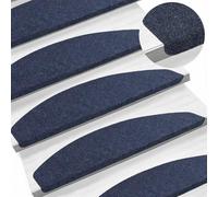 vidaXL Alfombras Autoadhesivas para escaleras Semicircular 15 pcs Azul, Escalones Elegantes y Modernos, Alfombrillas Antideslizantes para Decorar, protección y Comodidad, instalación rápida