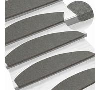 vidaXL Alfombras Autoadhesivas para escaleras Semicircular 15 pcs Gris, Escalones Elegantes y Modernos, Alfombrillas Antideslizantes para Decorar, protección y Comodidad, instalación rápida