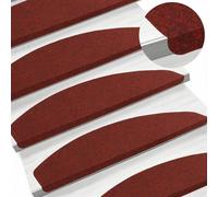 vidaXL Alfombras Autoadhesivas para escaleras Semicircular 15 pcs Rojo, Escalones Elegantes y Modernos, Alfombrillas Antideslizantes para Decorar, protección y Comodidad, instalación rápida