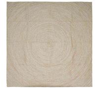 vidaXL Alfombras de área Natural y Blanco 300 x 300 cm Yute, Alfombras Modernas, Yute, Gran Carpa para Sala, Decoración Texturizada, Ecológica, Diseño Minimalista